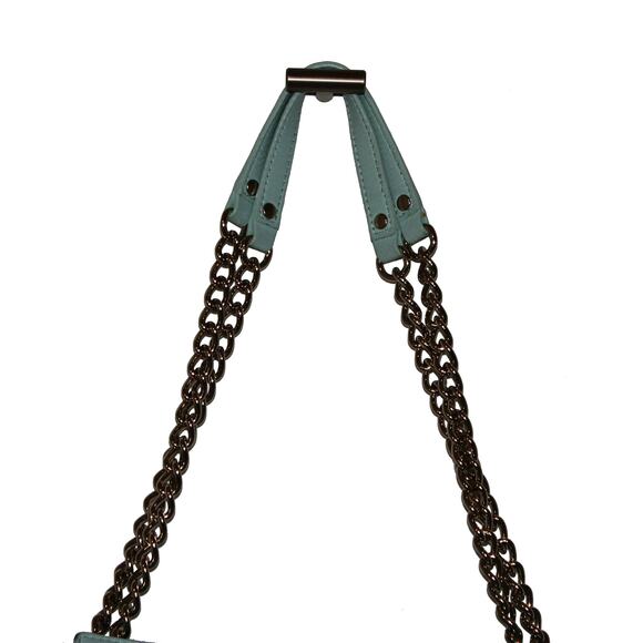 Kate Spade Baby Blue Leather Shoulder Bag with Gold Chain - Picture 4 of 10